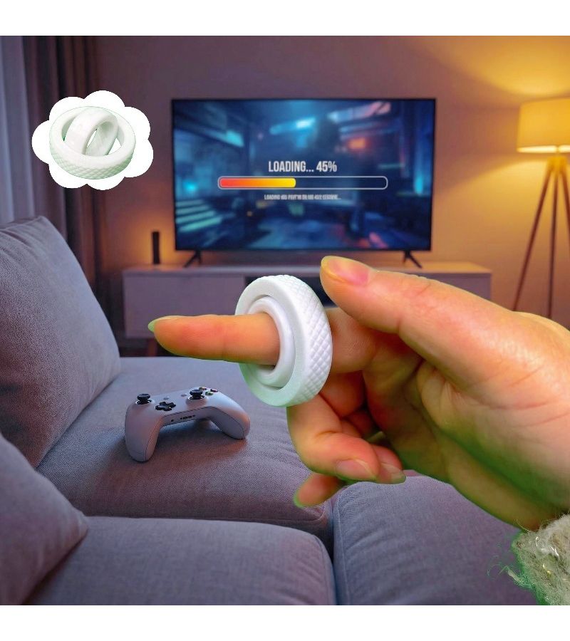 حلقة حساسية مطبوعة بتقنية PETG ثلاثية الأبعاد، لون أبيض، لعبة مكتبية لتخفيف التوتر للبالغين - Image 4