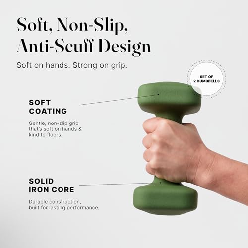 WeGym SafeGrip Square Dumbbells with Anti Slip Handles, Aesthetic Free Weights for Home Workouts, Stable Design Prevents Rolling during Floor Exercises (10LB, Pair Forest) - Image 2