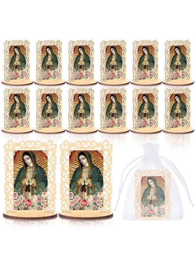 Soaoo 12 Pcs Our Lady of Guadalupe Wooden Statues Virgen De Guadalupe Picture Frames Baptism Favors for Guests Baptism Centerpieces for Table First Communion Gifts Catholic Favors (Rectangle2) - Image 1