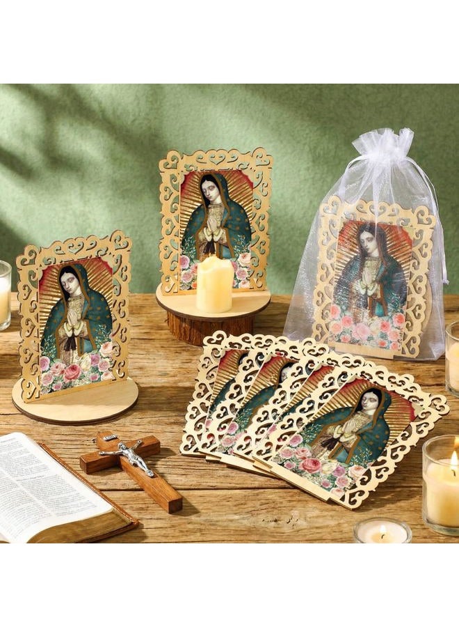 Soaoo 12 Pcs Our Lady of Guadalupe Wooden Statues Virgen De Guadalupe Picture Frames Baptism Favors for Guests Baptism Centerpieces for Table First Communion Gifts Catholic Favors (Rectangle2) - Image 3