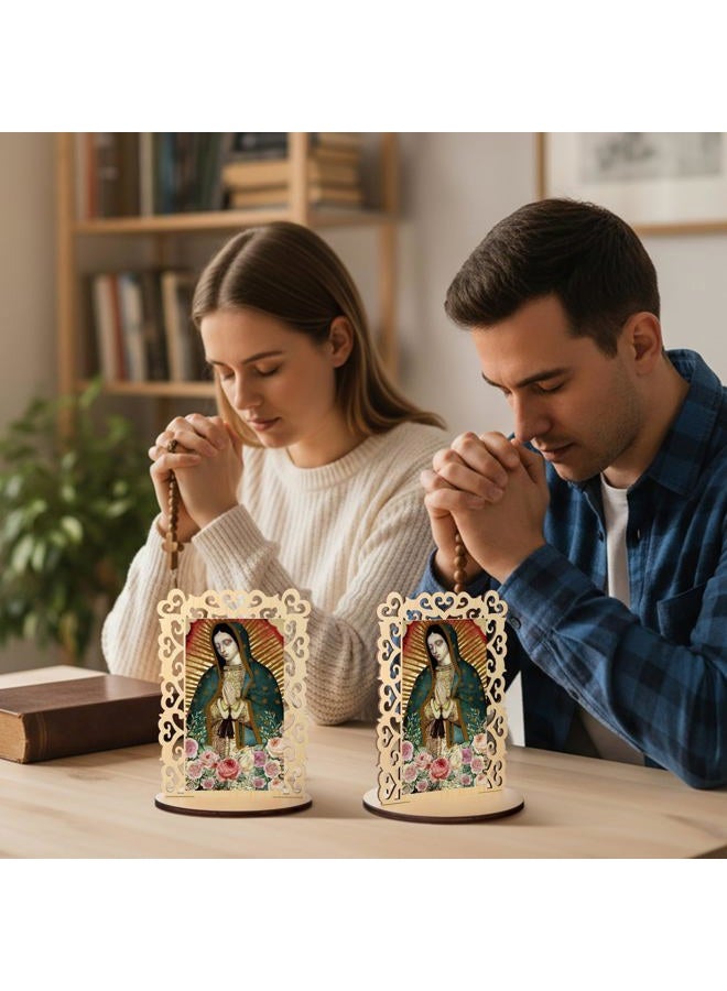 Soaoo 12 Pcs Our Lady of Guadalupe Wooden Statues Virgen De Guadalupe Picture Frames Baptism Favors for Guests Baptism Centerpieces for Table First Communion Gifts Catholic Favors (Rectangle2) - Image 5