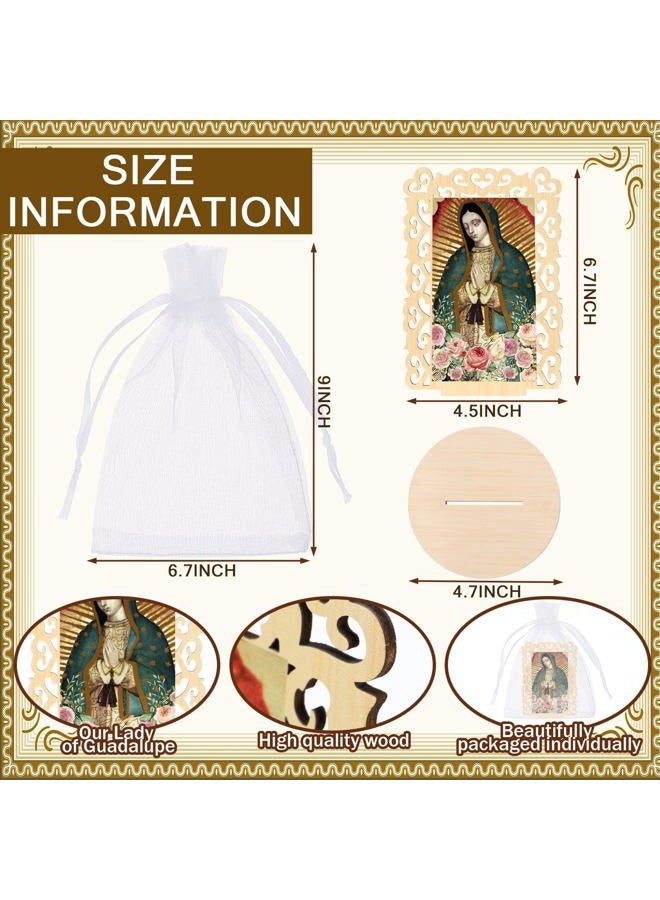 Soaoo 12 Pcs Our Lady of Guadalupe Wooden Statues Virgen De Guadalupe Picture Frames Baptism Favors for Guests Baptism Centerpieces for Table First Communion Gifts Catholic Favors (Rectangle2) - Image 2