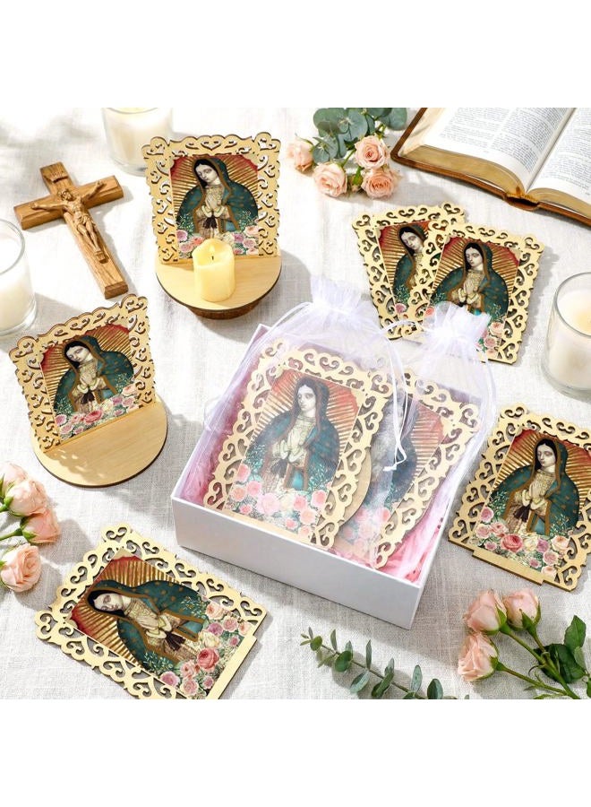 Soaoo 12 Pcs Our Lady of Guadalupe Wooden Statues Virgen De Guadalupe Picture Frames Baptism Favors for Guests Baptism Centerpieces for Table First Communion Gifts Catholic Favors (Rectangle2) - Image 4