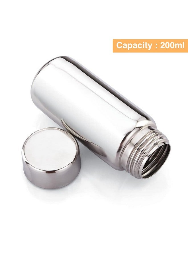 Expresso Stainless Steel Single wall Water Bottle, For storing Milk/Tea/Coffee/Buttermilk/Juice 200ml, Pack of 2, Silver - Image 2