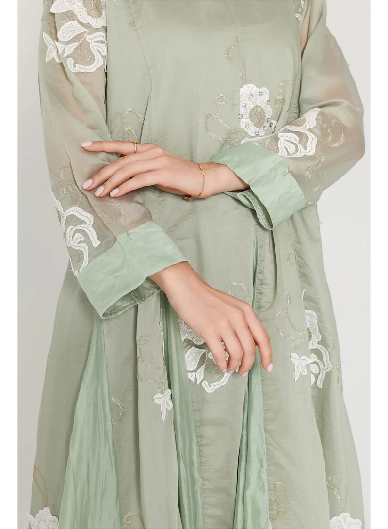 IKKXA Flowy Flower Pattern Dress IK07 Green