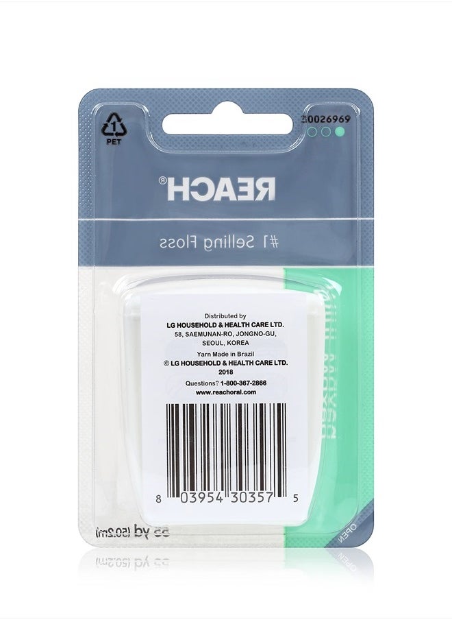 REACH - Waxed Dental Floss | Effective Plaque Removal, Extra Wide Cleaning Surface | Shred Resistance & Tension, Slides Smoothly & Easily , PFAS FREE | Mint Flavored, 55 Yards, 1 Pack - Image 1