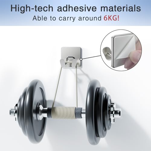 susswiff Adhesive Shower Hooks for Inside - Extra Sticky Stainless, Razor Holder Shower Accessories, Wall Mounted Self-Adhesive Double Hooks for Razor, Loofah, Towel, Shaver, Coat, Key, Silver, 4-Pack - Image 4