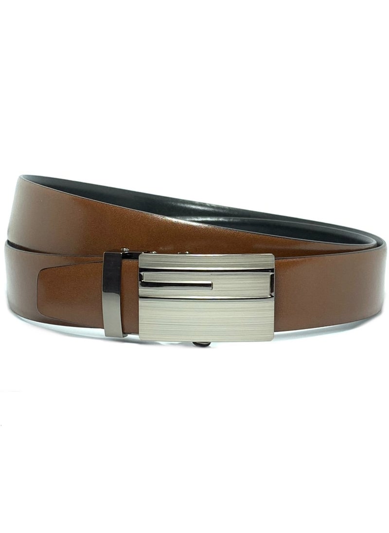 Classic Milano Classic Milano Genuine Leather Men's Spanish Leather Belt Men Automatic Buckle Dress Belt  - Formal Men's Belt Leather & Office Wear Belt, Formal Outfits, Gifts - Black & Brown Men’s Leather Belt for Men  - Image 1