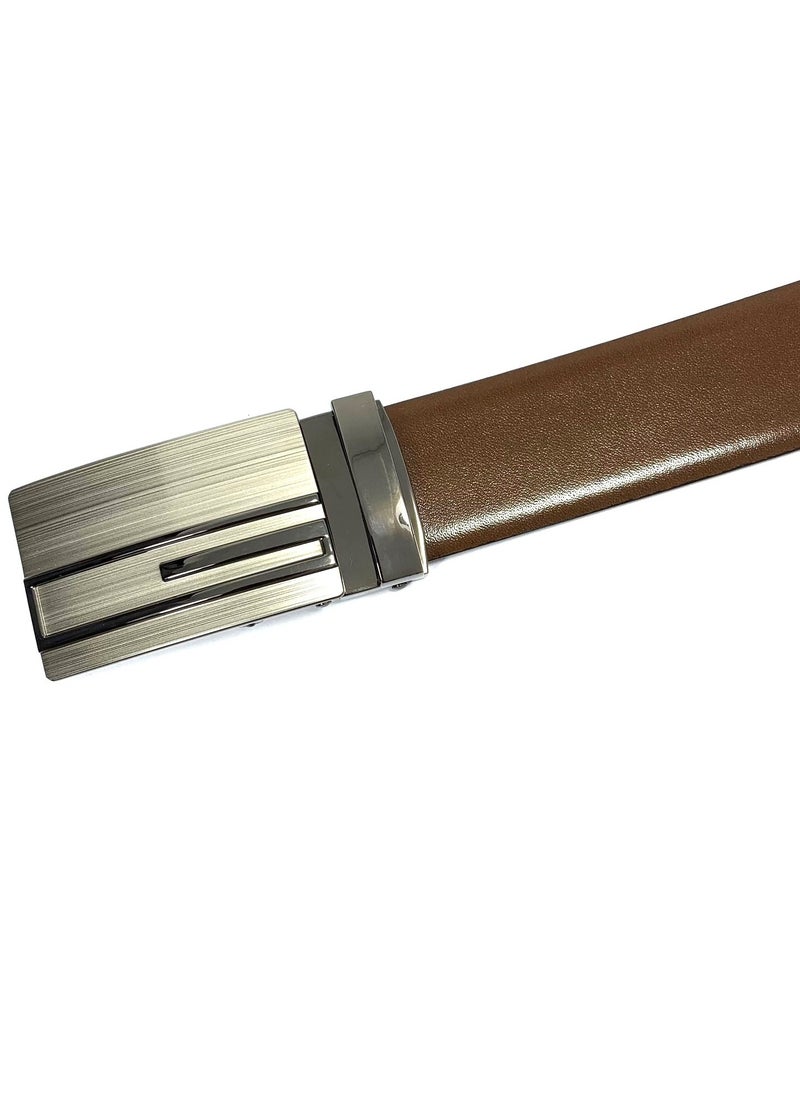 Classic Milano Classic Milano Genuine Leather Men's Spanish Leather Belt Men Automatic Buckle Dress Belt  - Formal Men's Belt Leather & Office Wear Belt, Formal Outfits, Gifts - Black & Brown Men’s Leather Belt for Men  - Image 4