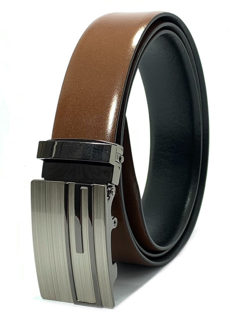 Classic Milano Classic Milano Genuine Leather Men's Spanish Leather Belt Men Automatic Buckle Dress Belt  - Formal Men's Belt Leather & Office Wear Belt, Formal Outfits, Gifts - Black & Brown Men’s Leather Belt for Men  - Image 5