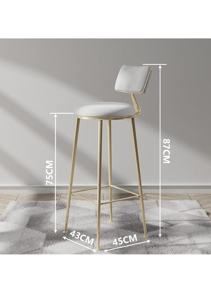 Generic Bar Stool, Bar Chair,1 Pcs High Bar Chair with Metal Frame Chair Footrest High Stool with Backs, Metal Legs Heavy Duty Barstools with High Upholstered  - Image 2