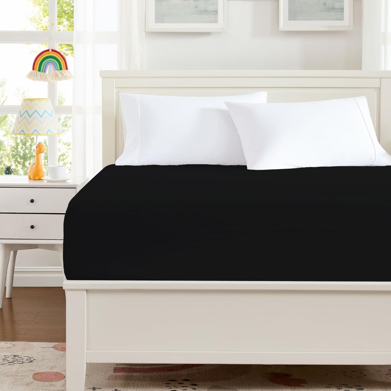 Hotella 100% Microfiber Full Size Fitted Sheet Only, 54"x75" Hotel Quality Deep Pocket Bottom Sheet, Up to 14" Matress Protector, Machine Washable and Non-Fade, Snug Fit & Stay in Place,Black - Image 4