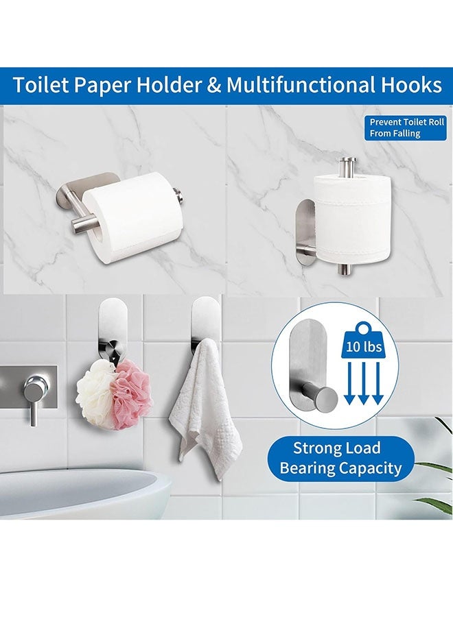 4 Pieces Towel Holders,Bathroom Accessories Set,Self Adhesive Bathroom Holder Accessories Set,Stainless Steel Towel Holders,Including 16" Towel Holder, Toilet Paper Holder, Towel Ring, Towel Hook for Bathroom,No Drilling(silver) - Image 5