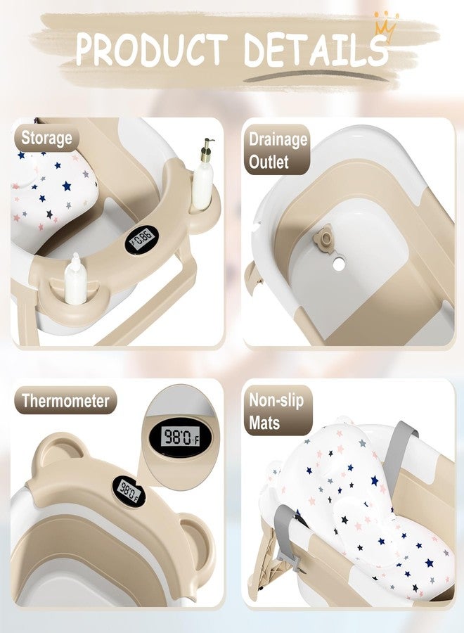 TPN Collapsible Baby Bathtub, Baby Bath Tub with Soft Cushion & Real-Time Thermometer, Baby Bathtub Infant to Toddler Tub (0-36 Months), Portable Newborn Travel Bath Tub - Image 3
