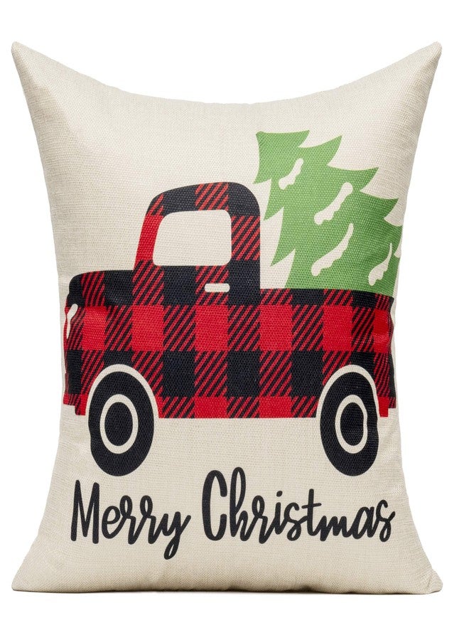 VAKADO Christmas Throw Pillow Covers Decorations Outdoor 18x18 Set of 4 Farmhouse Buffalo Check Xmas Red Deer Cushion Cases Winter Living Room Snow Holiday Home Decor for Couch Porch Indoor Navidad - Image 2