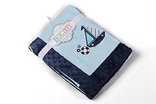 BAcati - Little Sailor Infant to Toddler Plush Embroidered Blanket 30 x 40 inches - Image 1