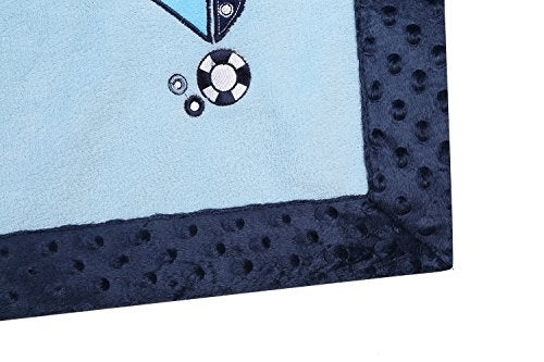 BAcati - Little Sailor Infant to Toddler Plush Embroidered Blanket 30 x 40 inches - Image 3