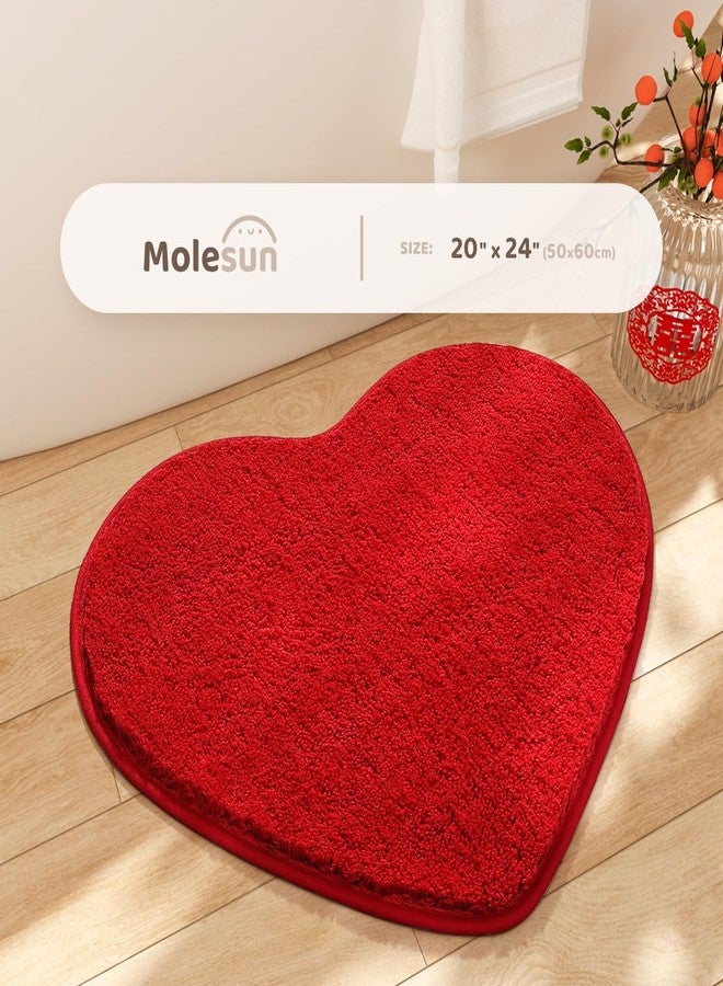 Molesun Heart Bath Mat, Soft Shower Rug, Microfiber Funny Bath Rug, Water Absorbent Thick Shaggy Floor Mats, Bathroom Rug for Kids Room, Bedroom, Kitchen (Heart, 20" x 24") - Image 2