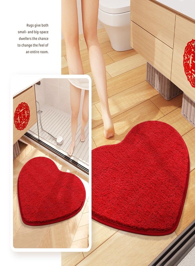 Molesun Heart Bath Mat, Soft Shower Rug, Microfiber Funny Bath Rug, Water Absorbent Thick Shaggy Floor Mats, Bathroom Rug for Kids Room, Bedroom, Kitchen (Heart, 20" x 24") - Image 3