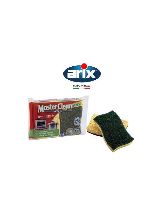 Arix Master Clean-Cellulose Sponge Scourer Heavy Duty 2Pc