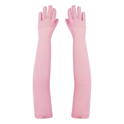 Footmate UV Sun Protection Driving Hand Gloves for Women - Combed Cotton Elbow Length Arm Sleeves for Outdoor Sports - Soft Long Gloves for Summer Winter - Free Size (Pack 1, Color - Rose Pink) - Image 1