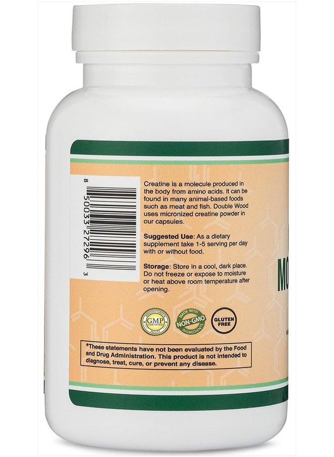 Double Wood Supplements - Creatine Pills 1,000mg Per Serving (120 Creatine Capsules) Micronized Creatine Monohydrate Powder with No Fillers, Vegan Safe, Non-GMO, Gluten Free (Non Stim Preworkout) by Double Wood - Image 1