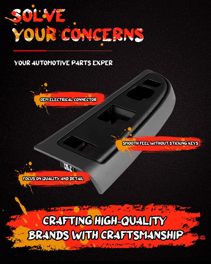 cciyu Light Gray and Black Window Switch Bezel for Chevy Silverado and GMC Sierra 2004-2006 - Image 2