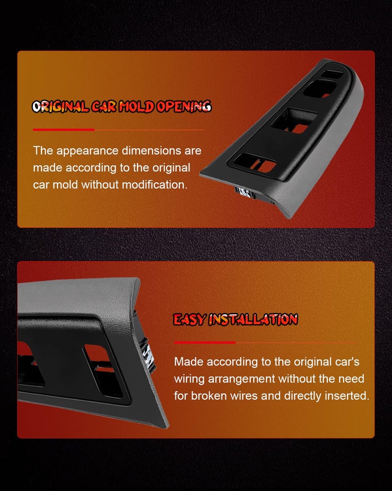 cciyu Light Gray and Black Window Switch Bezel for Chevy Silverado and GMC Sierra 2004-2006 - Image 3