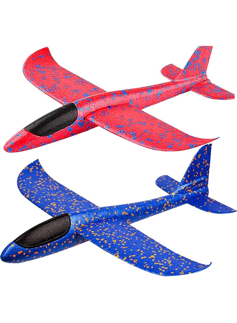 هالامودو 2PCS الرمي اليدوي الطائرة الطائرة اللعب، كبيرة الرمي الطائرة الطائرة الطائرة، الأطفال المنزلقة طيران الطائرات العودة في الهواء الطلق الألعاب الرياضية، وهدايا عيد الميلاد للبنات الأولاد، الأزرق/الأحمر/الأسود، 49 سم - Image 1