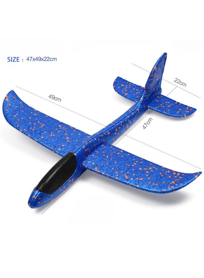 هالامودو 2PCS الرمي اليدوي الطائرة الطائرة اللعب، كبيرة الرمي الطائرة الطائرة الطائرة، الأطفال المنزلقة طيران الطائرات العودة في الهواء الطلق الألعاب الرياضية، وهدايا عيد الميلاد للبنات الأولاد، الأزرق/الأحمر/الأسود، 49 سم - Image 2