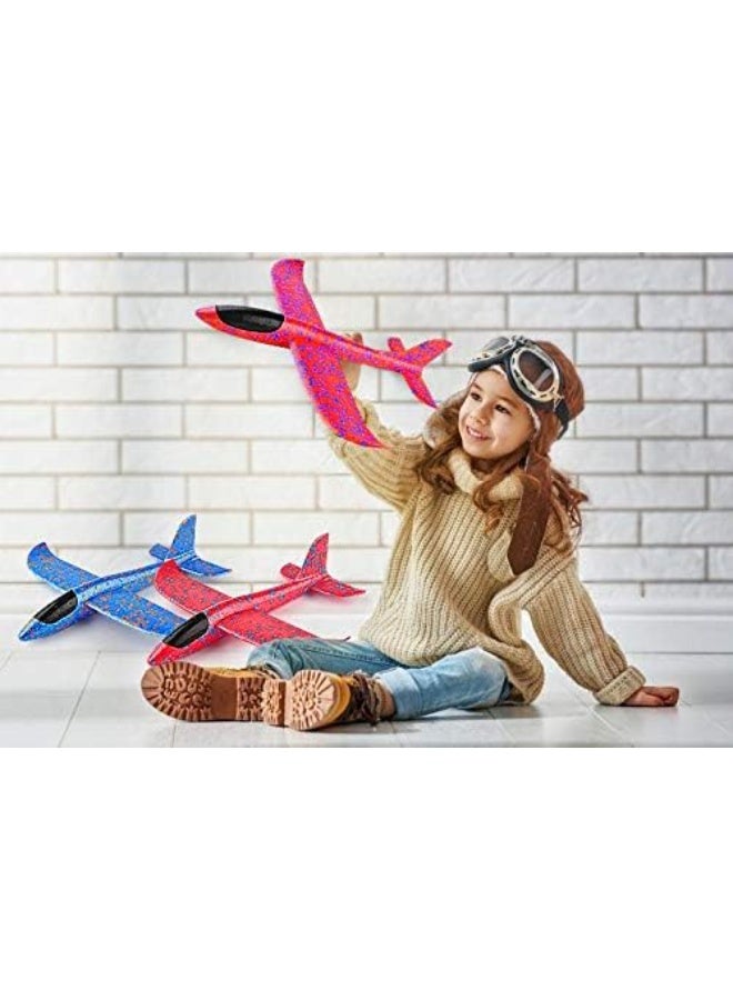 هالامودو 2PCS الرمي اليدوي الطائرة الطائرة اللعب، كبيرة الرمي الطائرة الطائرة الطائرة، الأطفال المنزلقة طيران الطائرات العودة في الهواء الطلق الألعاب الرياضية، وهدايا عيد الميلاد للبنات الأولاد، الأزرق/الأحمر/الأسود، 49 سم - Image 4