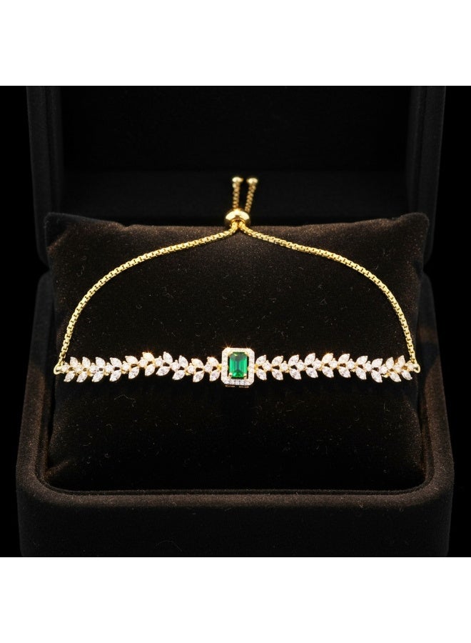 Pretty Precious Cubic Zirconia Adjustable American Diamond Chain Bracelet for Women and Girls | Elegant Gold and Rhodium Plated Jewellery - Image 5
