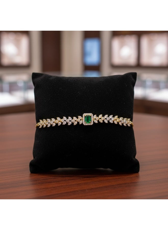 Pretty Precious Cubic Zirconia Adjustable American Diamond Chain Bracelet for Women and Girls | Elegant Gold and Rhodium Plated Jewellery - Image 3