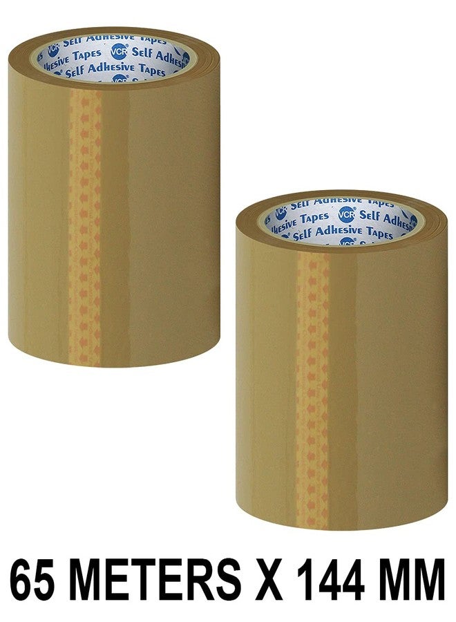 VCR Self Adhesive Brown Cello Tape - 65 Meters in Length - 144mm / 6" Width - 2 Rolls Per Pack - BOPP Industrial Packaging Tape for E-Commerce Box Packing, Office and Home use - Image 3