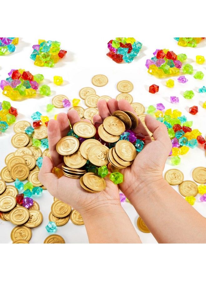 JOYIN Toy 288 Pieces Pirate Gold Coins And Pirate Gems Jewelry Playset Pack Party Favor. (144 Coins+144 Gems)  - Image 4