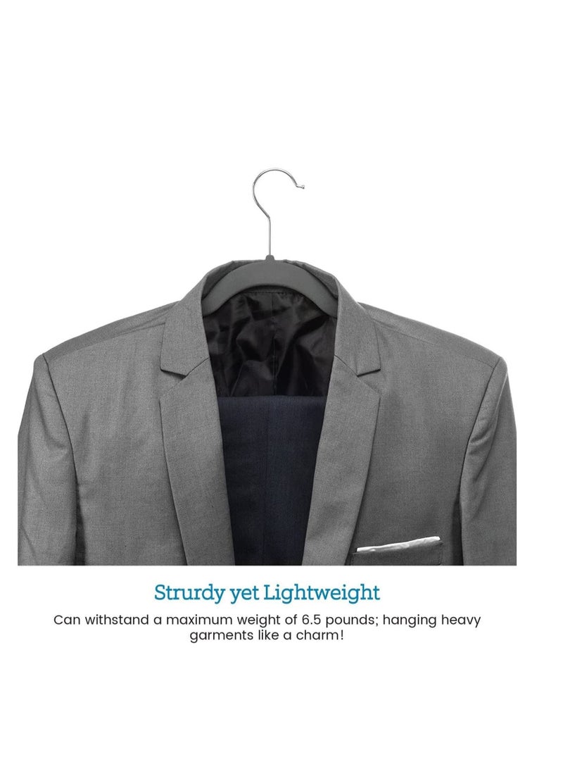 TYCOM Non-Slip Velvet Hangers - Suit Hangers (50 Pack) Ultra Thin Space Saving 360 Degree Swivel Hook Clothes Hangers Hold Up-to 10 Lbs, for Coats, Jackets, Pants, Dress Clothe- 50p Grey  - Image 3