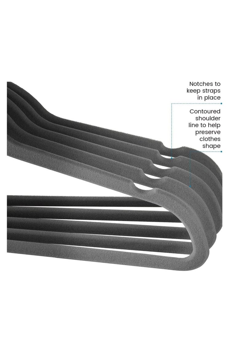 TYCOM Non-Slip Velvet Hangers - Suit Hangers (50 Pack) Ultra Thin Space Saving 360 Degree Swivel Hook Clothes Hangers Hold Up-to 10 Lbs, for Coats, Jackets, Pants, Dress Clothe- 50p Grey  - Image 4