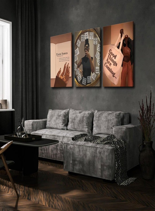 yulihaz Black Girl Spiritual Wall Art, African American Woman Motivational Wall Decor Painting, Fashion Black Women Inspirational Quote Poster Canvas Prints for Living Room Bedroom 12x16 inch Framed - Image 4