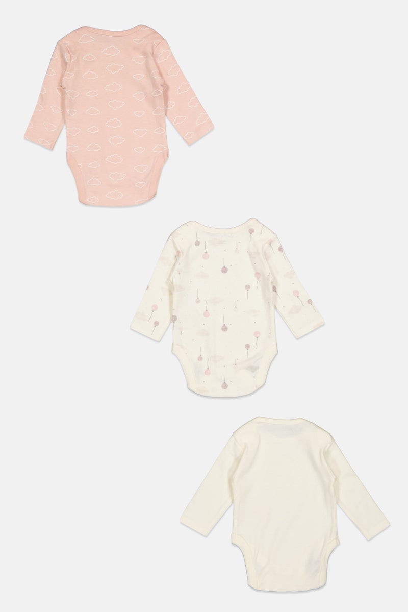 Home Grown Baby Toddlers Girl 3 Piece Printed Bodysuits, Pink  - Image 2