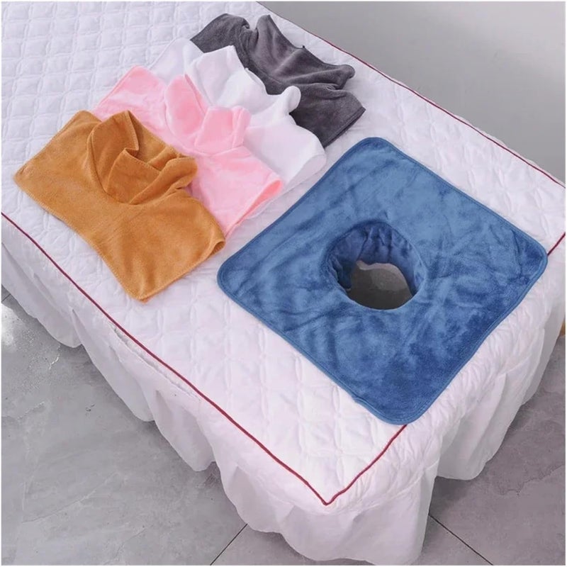 غطاء سرير التجميل، غطاء طاولة التدليك، مقاس 35 * 35 سم، من الحرير الكثيف، منشفة وجه مزودة بفتحة للوجه، منشفة لسرير التدليك الصحي (رمادي داكن) - Image 3