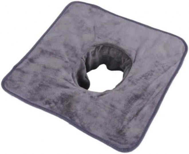 غطاء سرير التجميل، غطاء طاولة التدليك، مقاس 35 * 35 سم، من الحرير الكثيف، منشفة وجه مزودة بفتحة للوجه، منشفة لسرير التدليك الصحي (رمادي داكن) - Image 1