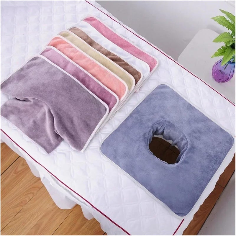 غطاء سرير التجميل، غطاء طاولة التدليك، مقاس 35 * 35 سم، من الحرير الكثيف، منشفة وجه مزودة بفتحة للوجه، منشفة لسرير التدليك الصحي (رمادي داكن) - Image 4