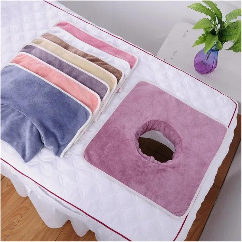 غطاء سرير التجميل، غطاء طاولة التدليك، مقاس 35 * 35 سم، من الحرير الكثيف، منشفة وجه مزودة بفتحة للوجه، منشفة لسرير التدليك الصحي (رمادي داكن) - Image 2
