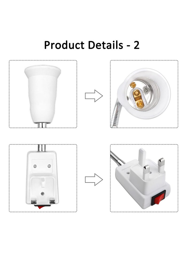 Generic E27 Lamp Holder with Plug and Switch, 2 Pcs Flexible Arm Wall Light Socket for Bedroom, Kitchen, Bulb Base with Plug-in Capability  - Image 4