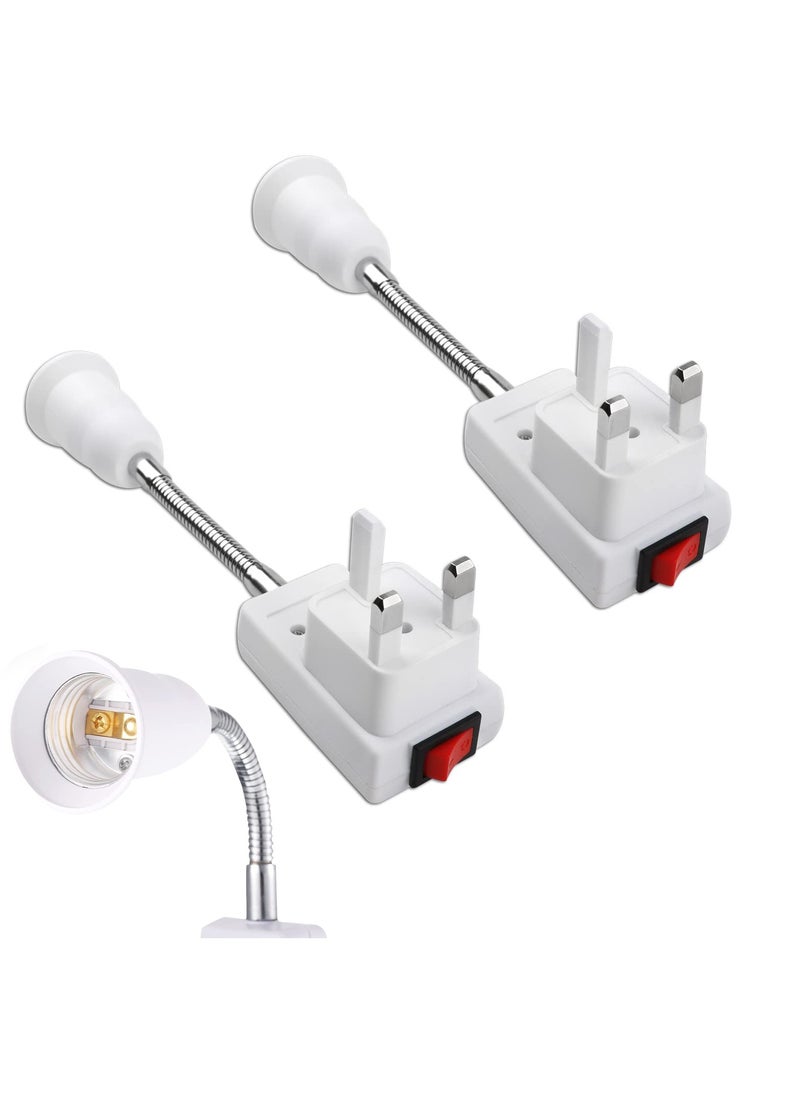 Generic E27 Lamp Holder with Plug and Switch, 2 Pcs Flexible Arm Wall Light Socket for Bedroom, Kitchen, Bulb Base with Plug-in Capability  - Image 1
