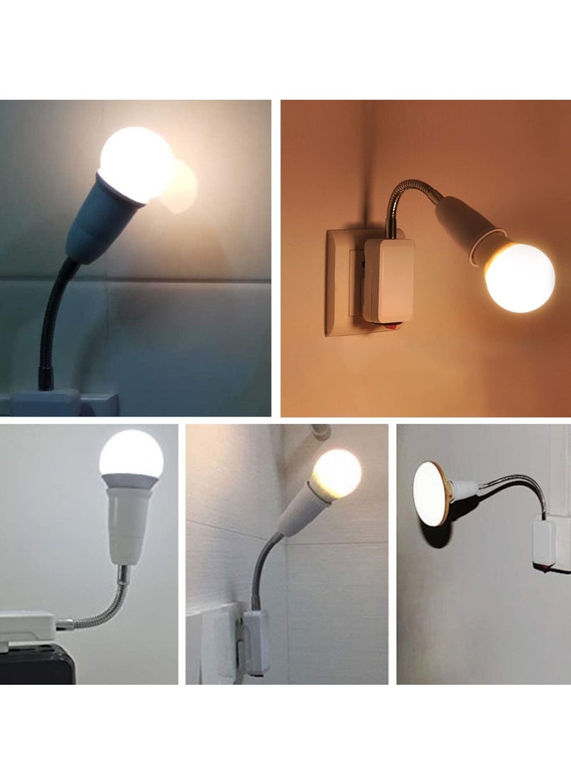 Generic - E27 Lamp Holder with Plug and Switch, 2 Pcs Flexible Arm Wall Light Socket for Bedroom, Kitchen, Bulb Base with Plug-in Capability - Image 1
