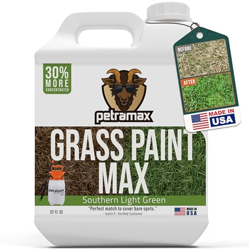 PetraMax Max Grass Paint for Lawn - Maintain Perfect Green Grass, Spray for Lawn & Shrubs Green Spray, Paint Pair with Petra Sprayers - Touch up Dog Spots - Non-Toxic Safe for Pets (Premium, 32 oz) - Image 1