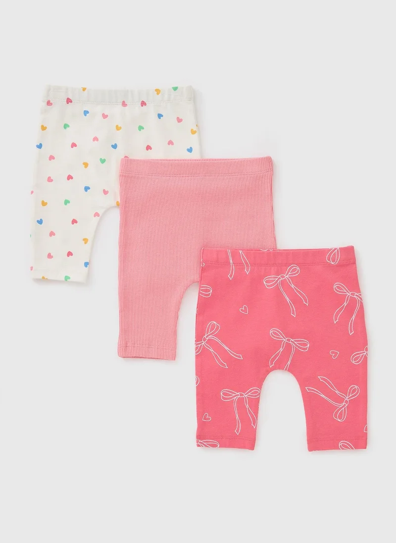 Matalan Girls 3 Pack Pink Leggings