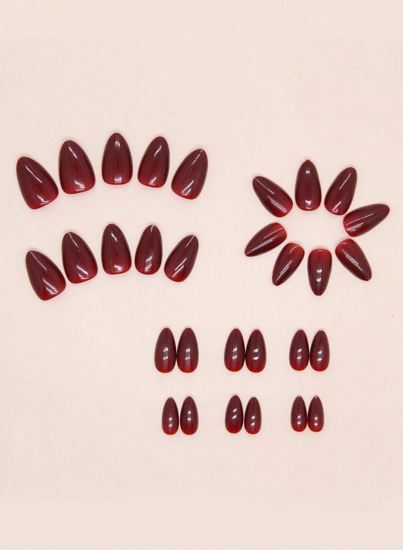 Dark red artificial nails containing 24 nails - Image 2