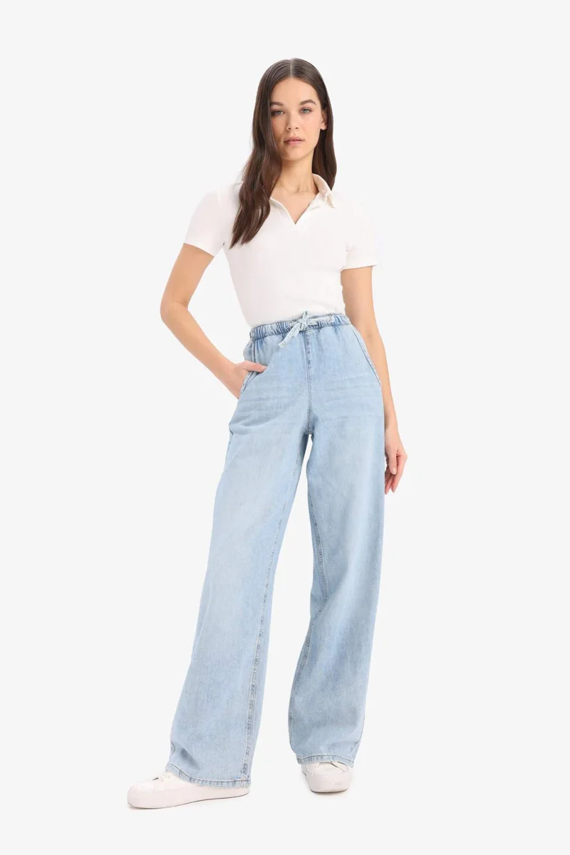 ديفاكتو Wide Leg High Waist Long Soft Jeans